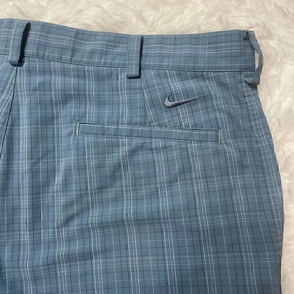Nike Golf Shorts Mens 34 Blue Plaid Dri Fit Performance Tech Stretch Core - Picture 12 of 13